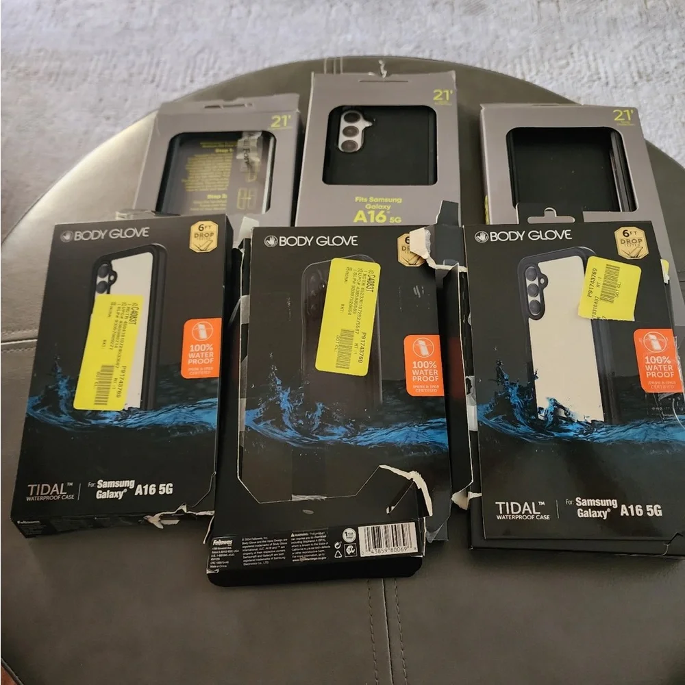 package of samsung phone cases and protective screens